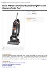 Royal RY6100 Commercial Bagless Upright Vacuum Cleaner W Turbo Tool