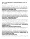 Search Engine Optimisation Professional Evaluation Online Top Ten No-No's