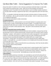 Get More Web Traffic -- Some Suggestions To Improve The Traffic