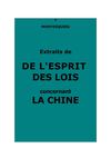 Montesquieu : De L'Esprit des Lois (Extraits concernant la Chine)