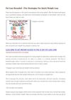 Fat Loss Revealed - Five Strategies For Quick Weight Loss