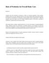Role of Probiotics In Overall Body Care