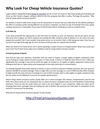 Why Look For Cheap Vehicle Insurance Quotes