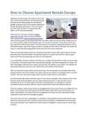 How to Choose Apartment Rentals Europe