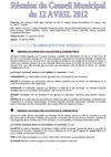 Compte rendu du conseil municipal de Bellentre du 12 avril 2012