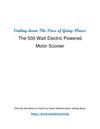 Cutting down The Price of Going Places - The 500 Watt Electric Powered Motor Scooter