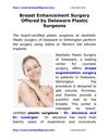 Breast Enhancement Surgery Offered by Delaware Plastic Surgeons 