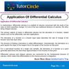 Application Of Differential Calculus