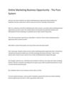 Online Marketing Business Opportunity - The Pure System