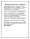 Building Maintenance made Easy