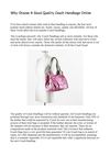 Why Choose A Good Quality Coach Handbags Online