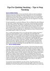 Tips For Quitting Smoking – Tips to Stop Smoking
