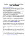 Training On Leadership Skills In Delhi – Choose the Right One