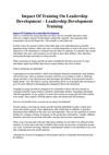 Impact Of Training On Leadership Development – Leadership Development Training