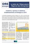 Ore Bretagne, lettre Observatoire Mai 2012 Créations, reprises et radiations d’établissements en Bretagne