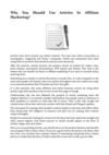 Why You Should Use Articles In Affiliate Marketing?