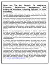 What Are The Key Benefits Of Integrating Customer Relationship Management And Enterprise Resource Planning Systems In...