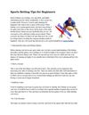 Sports Betting Tips for Beginners