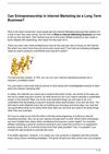 Can Entrepreneurship in Internet Marketing be a Long Term Business?