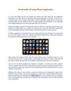 The Benefits of Using iPhone Application