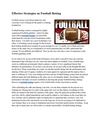 Effective Strategies on Football Betting