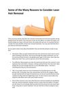 Some Of The Many Reasons To Consider Laser Hair Removal