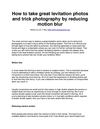 How to take great levitation photos and trick photography by reducing motion blur