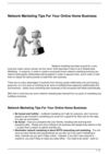 Network Marketing Tips For Your Online Home Business