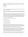 Security Training And How To Find Work In The Security Industry