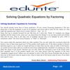 Solving Quadratic Equations by Factoring 