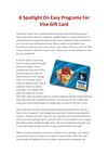 A Spotlight On Easy Programs For Visa Gift Card