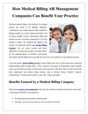 How Medical Billing AR Management Companies Can Benefit Your Practice