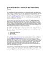 Water Heater Reviews - Selecting the Best Water Heating System