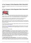 Is Your Company’s Online Reputation What It Should Be?