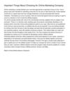 Important Things About Choosing An Online Marketing Company