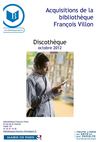 Nouvelles acquisitions discothèque octobre 2012, bibliothèque François Villon, Paris 