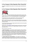 Is Your Company’s Online Reputation What It Should Be?