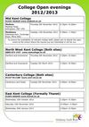 College Open Days - Kent 2012 2013