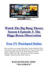 Watch The Big Bang Theory S06E03 The Higgs Boson Observation