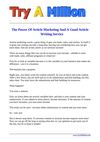 The Power Of Article Marketing And A Good Article Writing Service