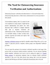 The Need for Outsourcing Insurance Verification and Authorizations