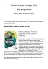 Pré-programme Festival Science à la Page 2013