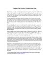Finding The Perfect Weight Loss Plan