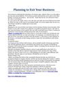 Planning to Exit Your Business