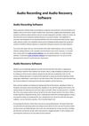 Audio Recording and Audio Recovery Software