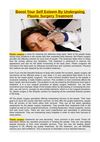 Boost Your Self Esteem By Undergoing Plastic Surgery Treatment