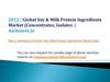 Global Soy & Milk Protein Ingredients Market (Concentrates, Isolates