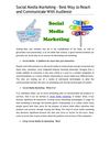 Social Media Marketing - Best Way to Reach and Communicate With Audience