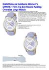 D&amp;G Dolce &amp; Gabbana Women's DW0757 Twin Tip Ext Round Analog Oversize Logo Watch