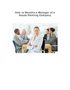 How To Become A Manager for a Painting Company